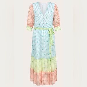 Ghost Multicolor Gingham Maxi Dress size Medium
